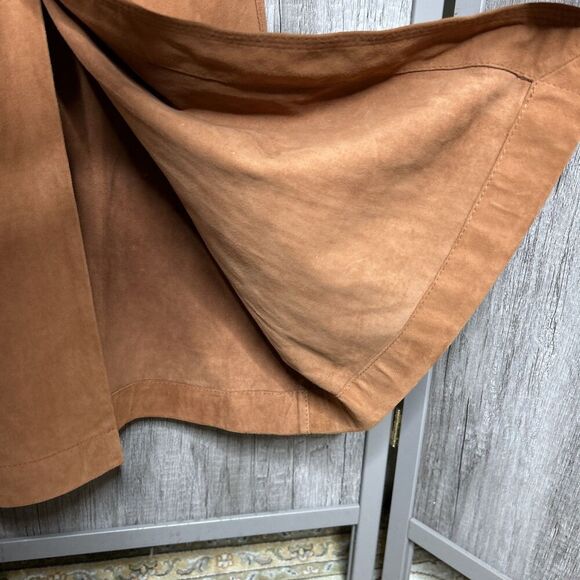 Free People Suede Dress Midi Jumper Leather Cognac Color Boho Sz 4 - Picture 5 of 10